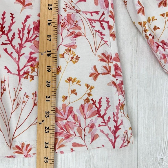 Garnet Hill 2 pc Pajama Set Shirt & Shorts Women Large Pink Floral Cotton Tencel - Picture 9 of 15